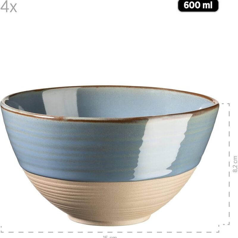 Bowl half blue and half white