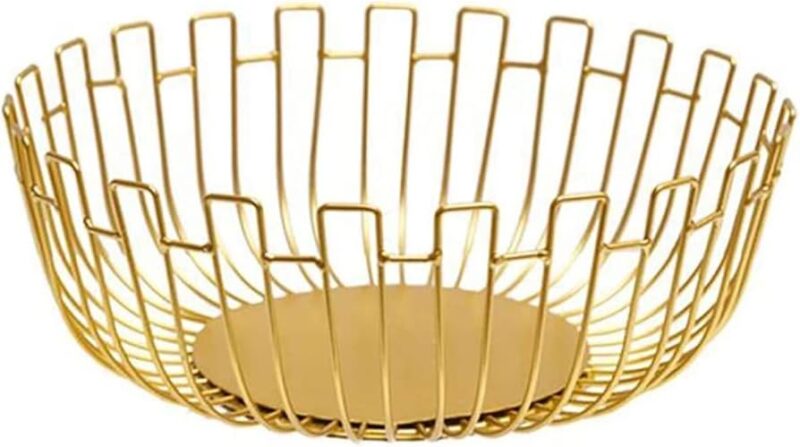 basket stainless round gold