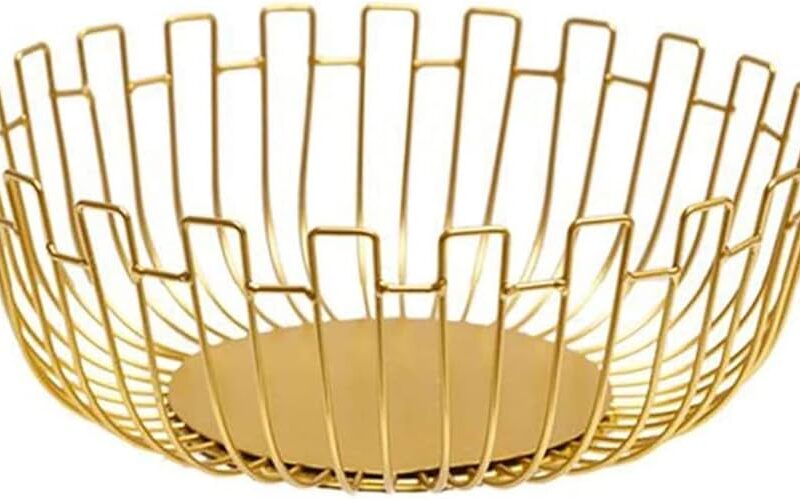 basket stainless round gold